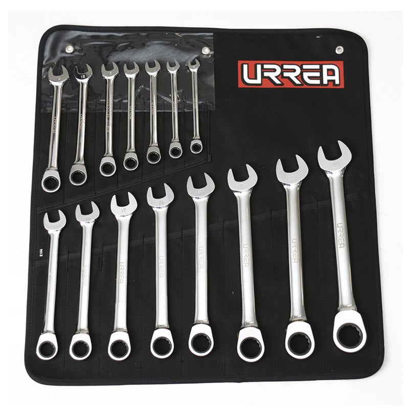 Juego de 15 llaves combinadas de matraca métricas, 1201MCM Urrea