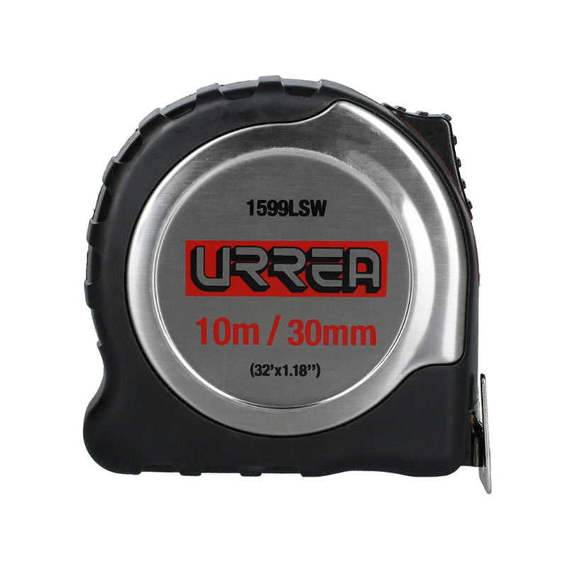 Flexómetro con carcasa de acero inoxidable de 10 m x 30 mm, 1599LSW Urrea