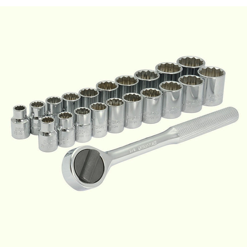 Juego de 21 dados y accesorios combinados de 3/8? en rack, A02C Surtek