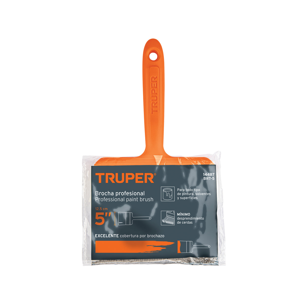 Brocha profesional de 5” con mango de plástico, TRUPER, BTR-5, 14487