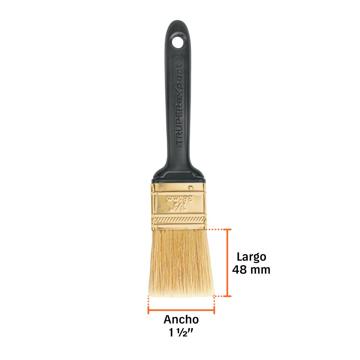 Brocha profesional de 1.1/2” con mango de plástico, BRT-1-1/2X, TRUPER EXPERT, 17861