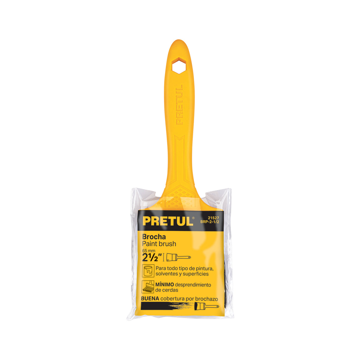 Brocha de uso general de 2.1/2” con mango de plástico, PRETUL, 21527