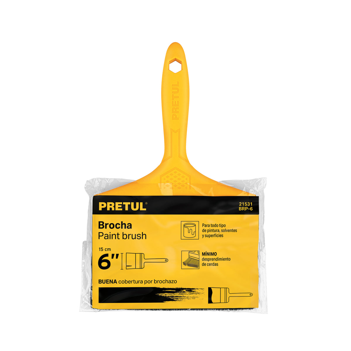 Brocha de uso general de 6” con mango de plástico, PRETUL, 21531
