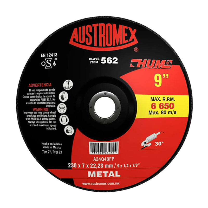 562 Disco Desbaste 9" X 1/4" X 7/8" Austromex