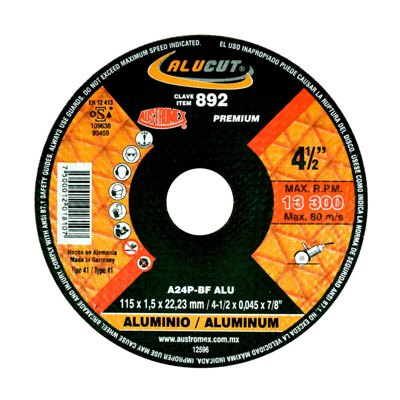 892 Disco Corte Aluminio 115 X 1.5 Mm Austromex