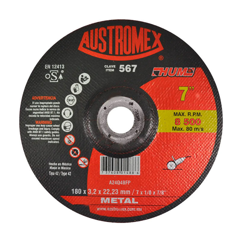 567 Disco Metal C/Cazuela 7"X1/8"X7/8" Austromex