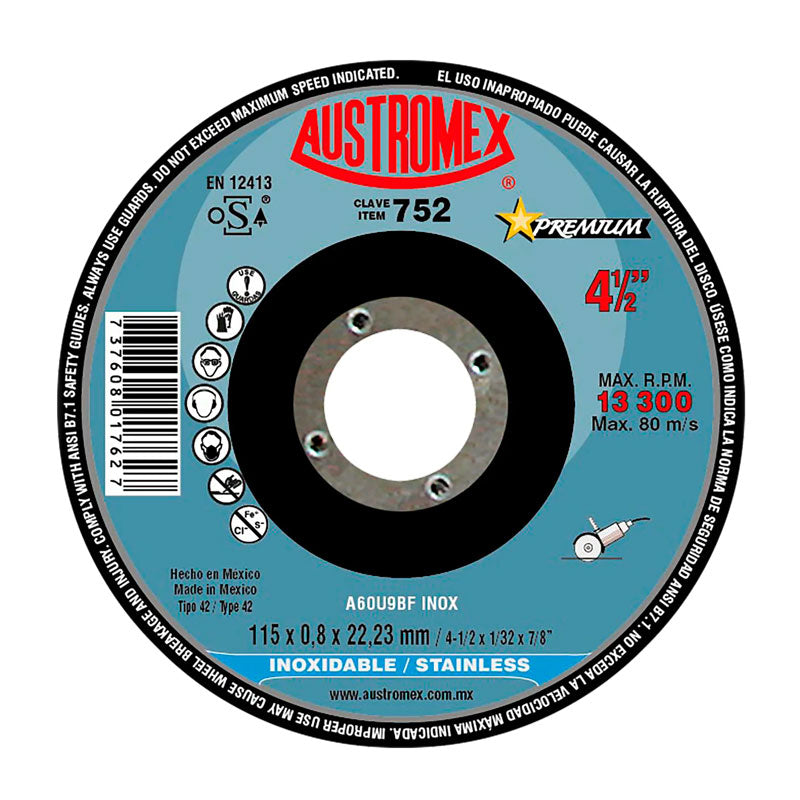 752 Disco Inox. C/Cazuela 115 X 0.8 X 22.2 Mm