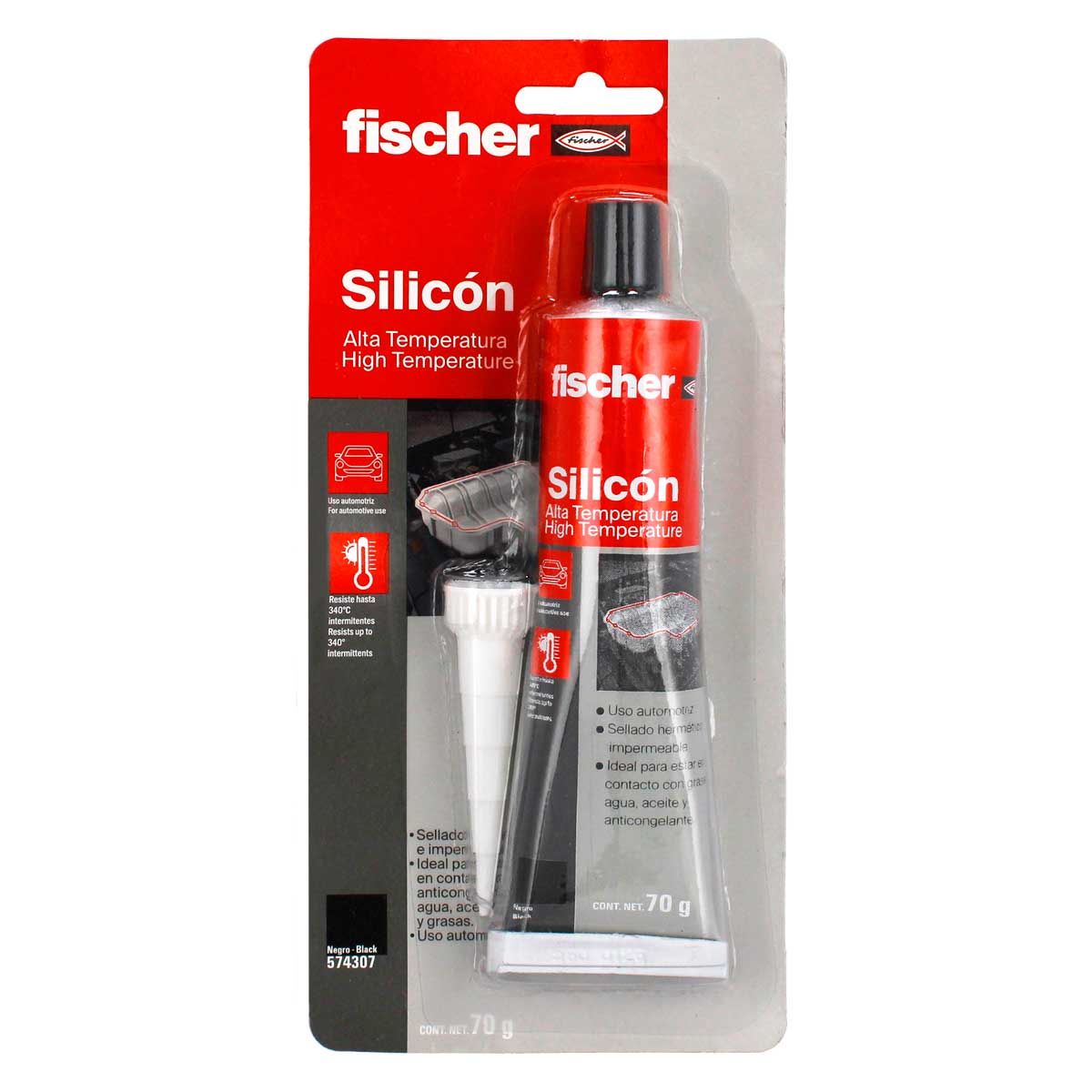 Silicón negro alta temperatura 70 gr 574307 Fischer