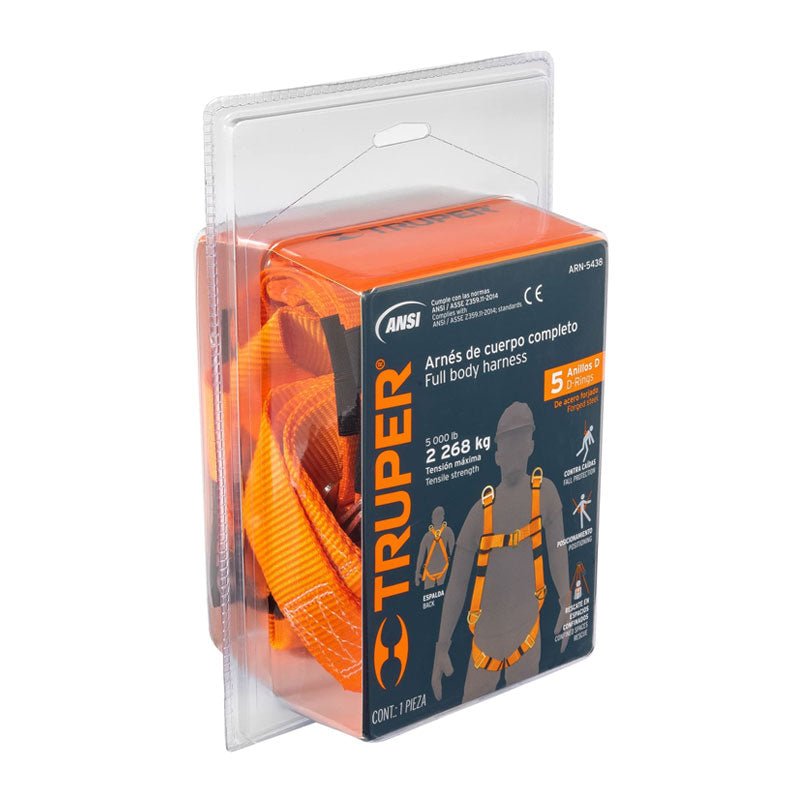 Arnés De Cuerpo Completo Con 5 Anillos, Ansi, Truper - Tool Ferreterías / Ferretodo - Herramientas y material de construcción.