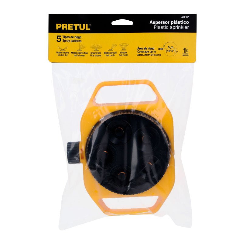 Aspersor Plástico 5 Posiciones, 8 Mm, Pretul - Tool Ferreterías / Ferretodo - Herramientas y material de construcción.
