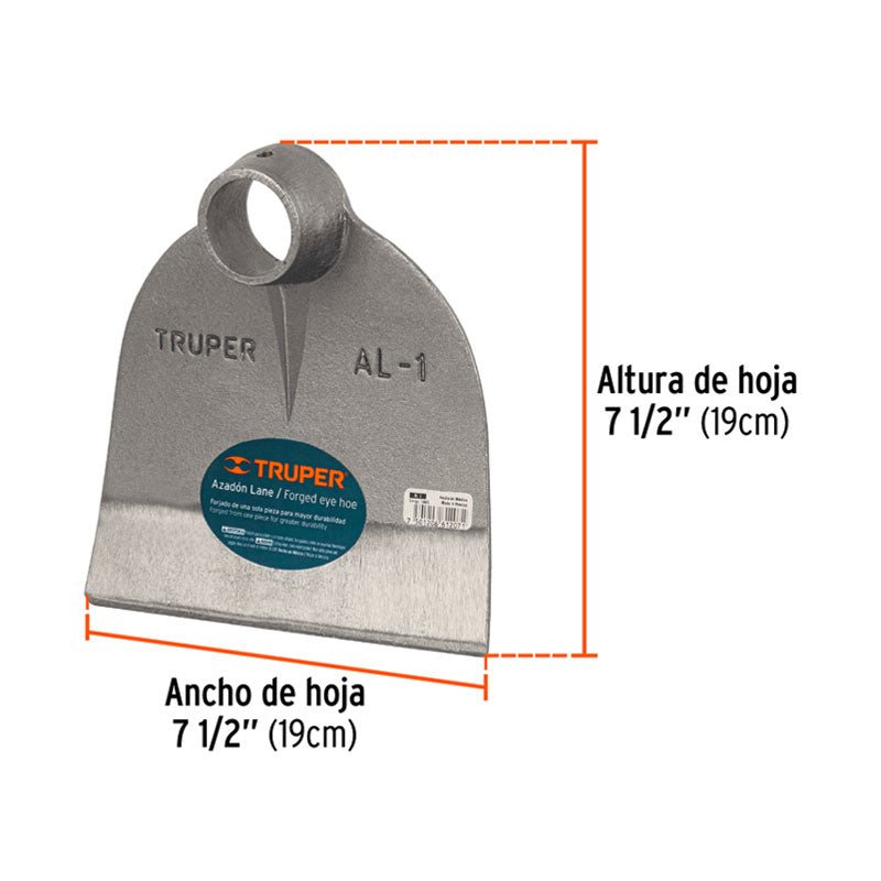 Azadón Lane No.1 De 1.8 Lb Sin Mango, Truper - Tool Ferreterías / Ferretodo - Herramientas y material de construcción.