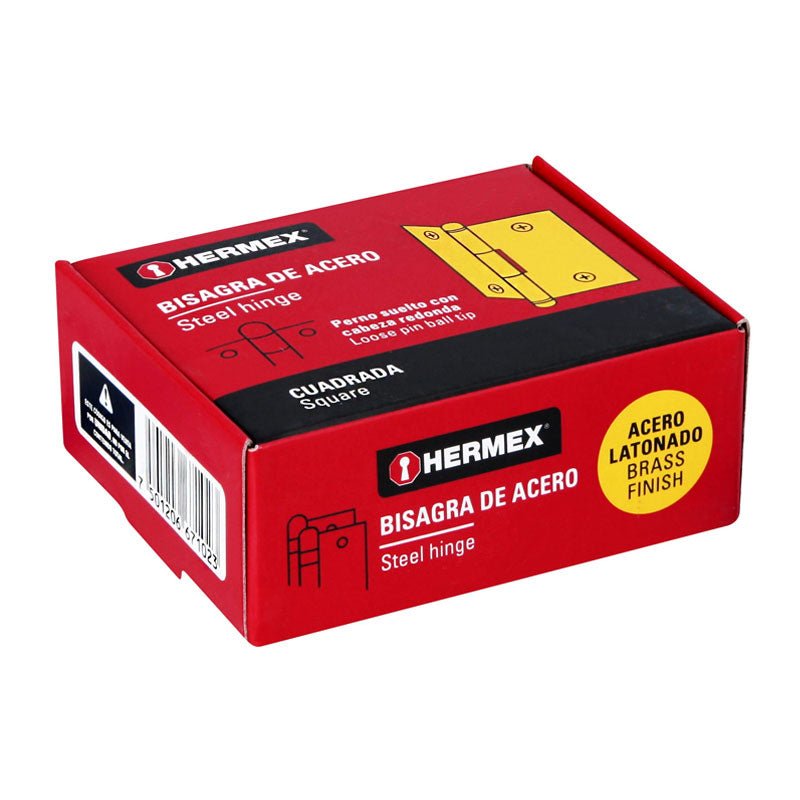 Bisagra Cuadrada 3" A. Latonado, Cabeza Redonda, Hermex - Tool Ferreterías / Ferretodo - Herramientas y material de construcción.