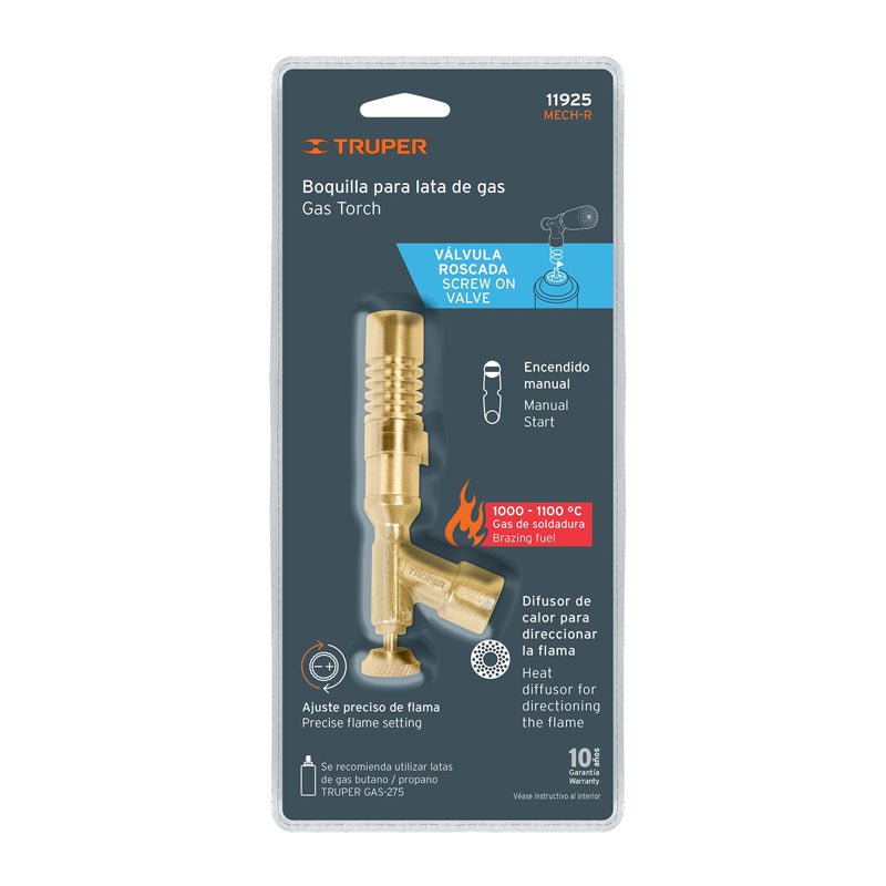 Boquilla para lata de gas con válvula roscada, 11925 Truper MECH R - Tool Ferreterías / Ferretodo - Herramientas y material de construcción.
