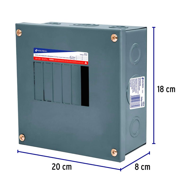 Centro De Carga De Sobreponer, 6 Polos, Volteck - Tool Ferreterías / Ferretodo - Herramientas y material de construcción.