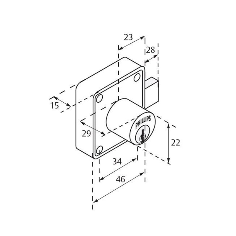 Cerradura 250 Ch L Phillips Mx32 Caja - Tool Ferreterías / Ferretodo - Herramientas y material de construcción.