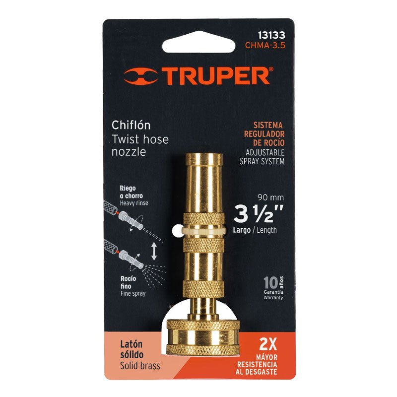 Chiflón 3 1/2" De Latón Maquinado Para Manguera, Truper - Tool Ferreterías / Ferretodo - Herramientas y material de construcción.