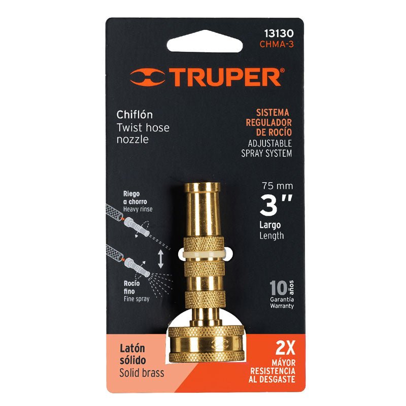 Chiflón 3" De Latón Maquinado Para Manguera, Truper - Tool Ferreterías / Ferretodo - Herramientas y material de construcción.