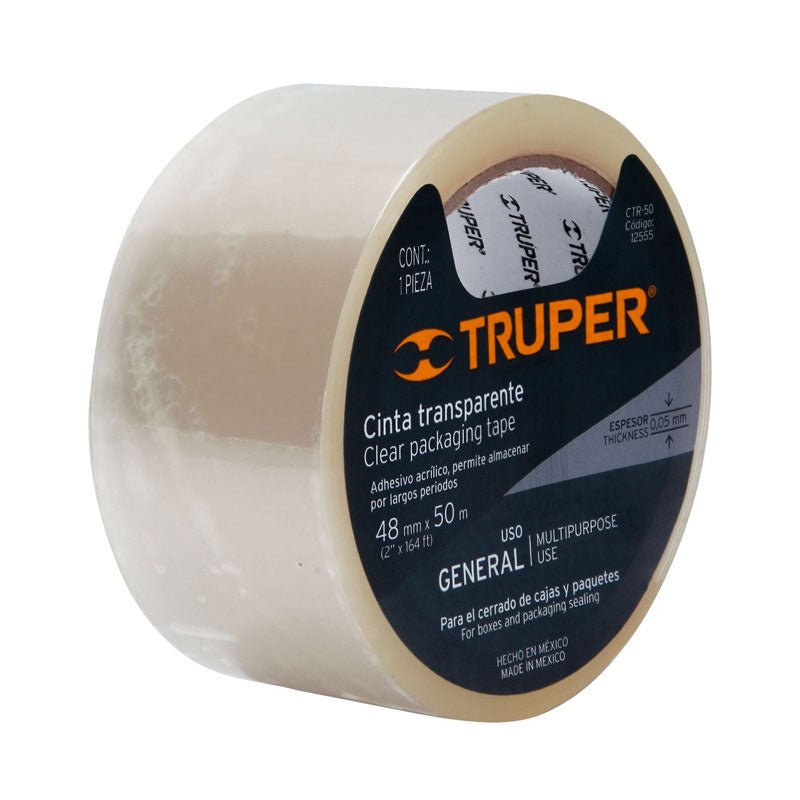 Cinta transparente de 48 mm x 50 m, 12555 Truper CTR 50 - Tool Ferreterías / Ferretodo - Herramientas y material de construcción.