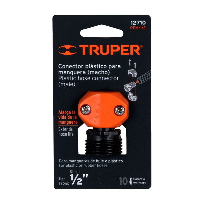 Conector 1/2" Macho De Abs Para Manguera, Truper - Tool Ferreterías / Ferretodo - Herramientas y material de construcción.
