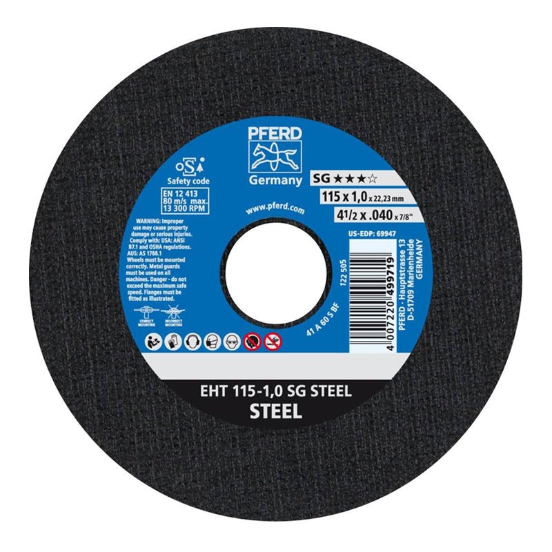 Disco De Corte Para Acero De 4 1/2" X 0.40" X 7/8", 499719 Pferd - Tool Ferreterías / Ferretodo - Herramientas y material de construcción.