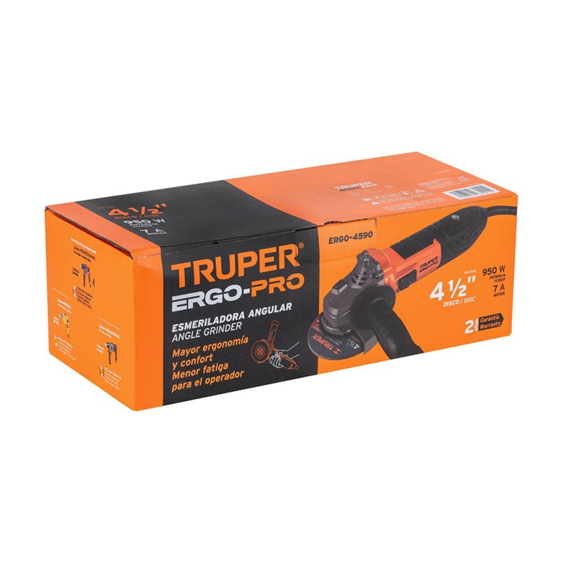 Esmeriladora Angular 4 1/2" 950 W, Ergo Pro, Truper - Tool Ferreterías / Ferretodo - Herramientas y material de construcción.