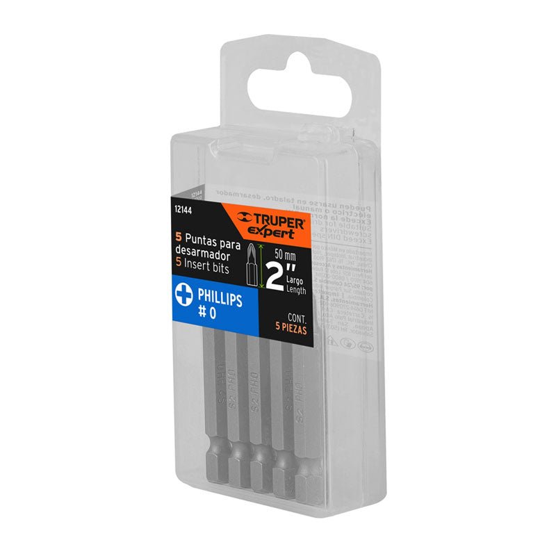 Estuche Con 5 Puntas De Cruz Ph0 Largo 2", Truper Expert - Tool Ferreterías / Ferretodo - Herramientas y material de construcción.