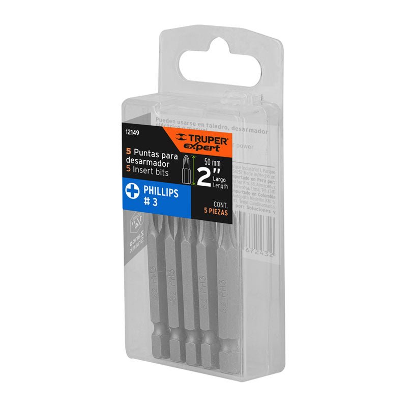 Estuche Con 5 Puntas De Cruz Ph3 Largo 2", Truper Expert - Tool Ferreterías / Ferretodo - Herramientas y material de construcción.