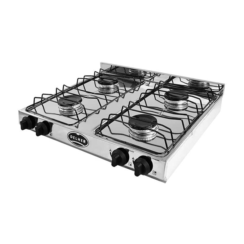 Estufa De Mesa 4 Quemadores De Acero Inoxidable Y Lámina Delher - Tool Ferreterías / Ferretodo - Herramientas y material de construcción.