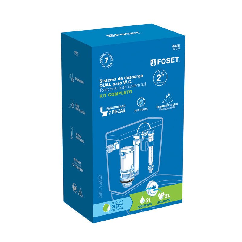 Juego de accesorios para WC, con sistema dual, 49605 Foset VW 256 - Tool Ferreterías / Ferretodo - Herramientas y material de construcción.