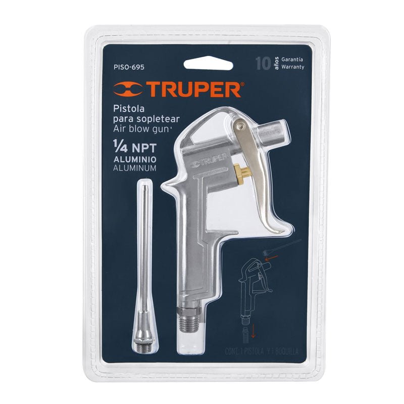 Pistola para sopletear con extensión de 4", 19235 Truper PISO695 - Tool Ferreterías / Ferretodo - Herramientas y material de construcción.