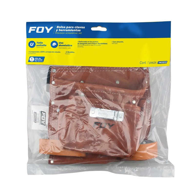 Portaherramientas de carnaza con cinturón, 2 bolsillos, 143213 Foy - Tool Ferreterías / Ferretodo - Herramientas y material de construcción.