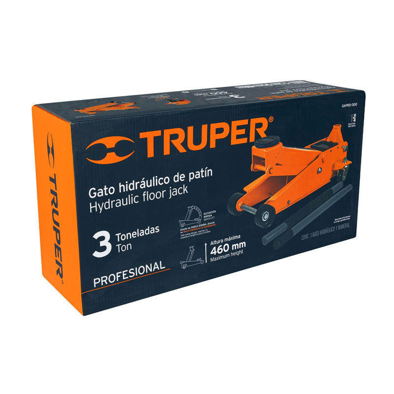 Gato De Patín 3 T Profesional De Elevación Rápida, Truper