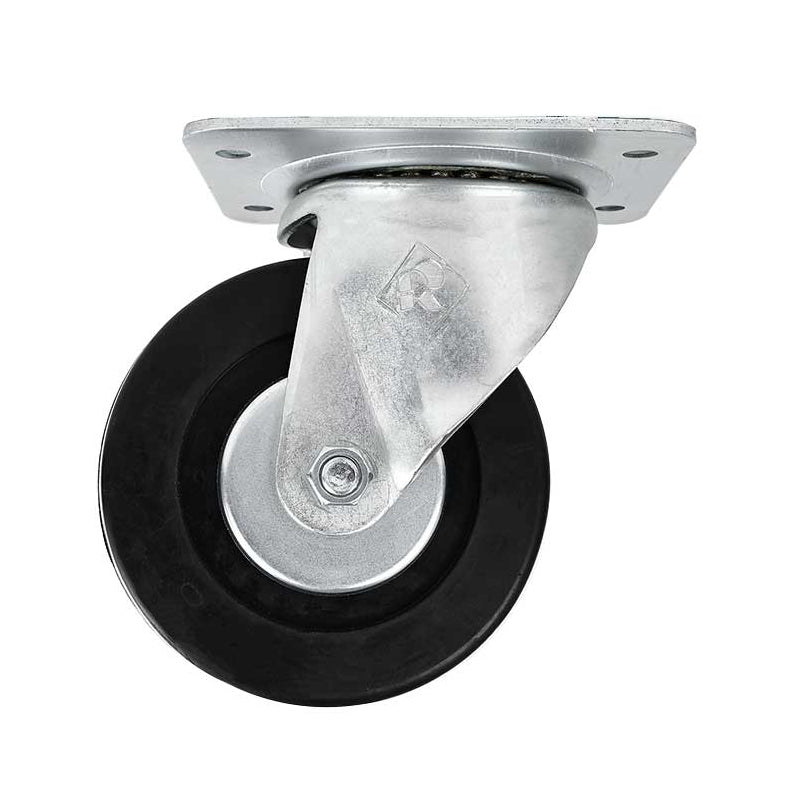 Rodaja Industrial De 4? Con Placa Giratoria Y Rueda De Hule Con Balero