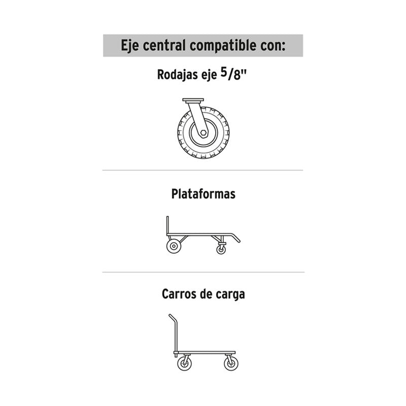 Rueda De Hule Sólido 9" Para Diablo, Doble Balero, Pretul