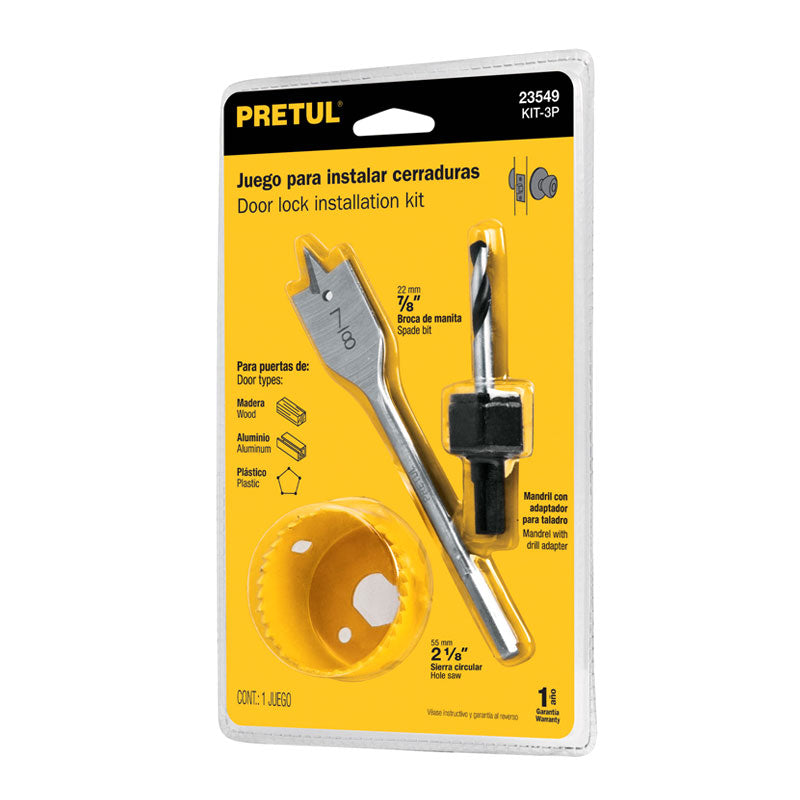 Juego De 3 Piezas Para Instalar Cerraduras, Pretul