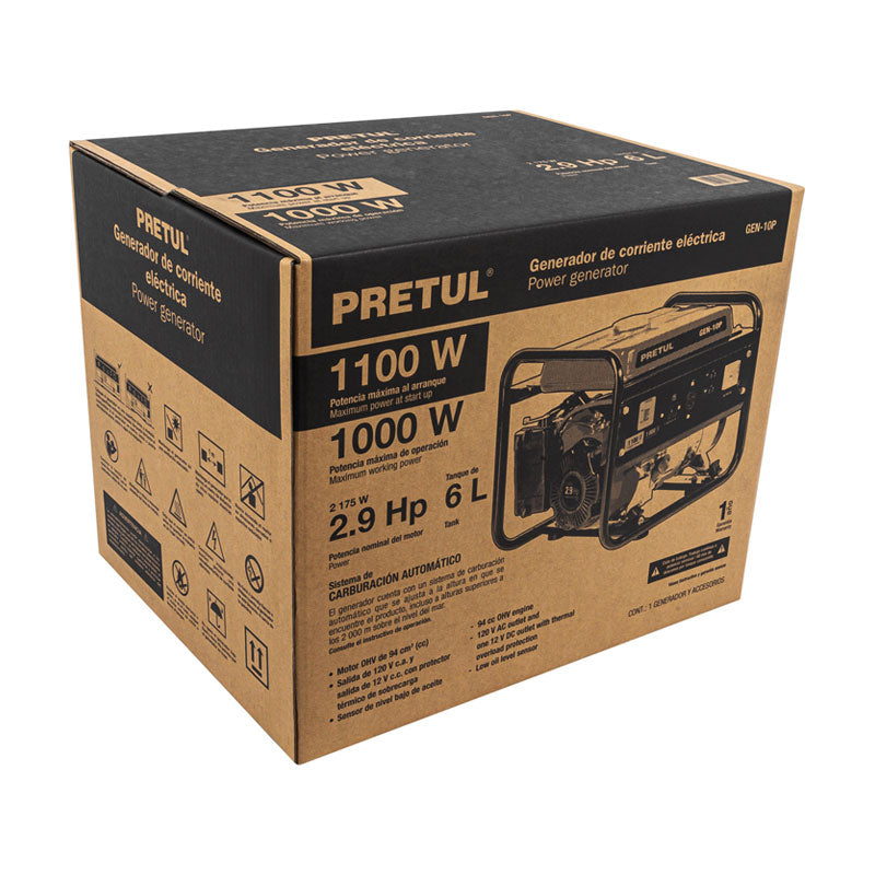 Generador Portátil 1.1 Kw Motor A Gasolina, Pretul