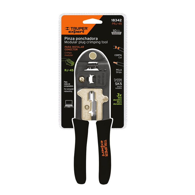 Pinza 8" Ponchadora Para Cables Rj 45, 8 Contactos, Truper