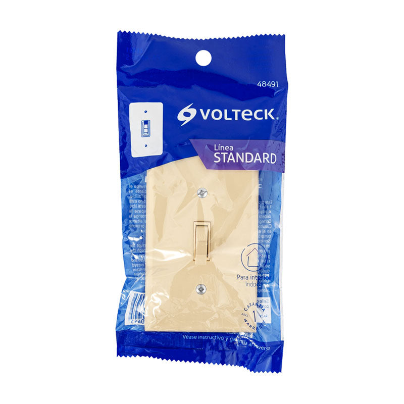 Placa Armada Interruptor Sencillo, Línea Standard, Marfil, Volteck