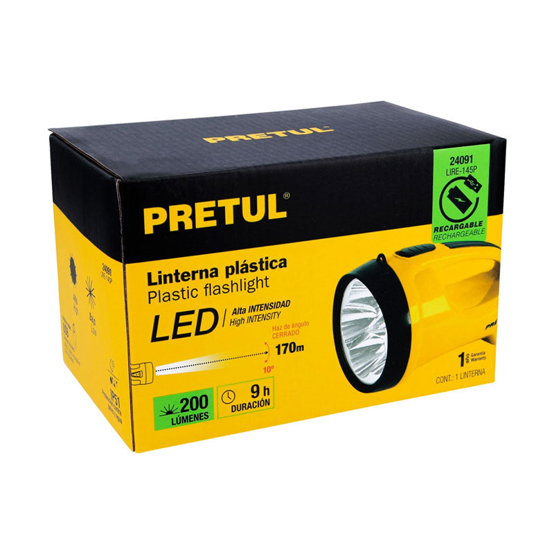 Linterna Reflectora 5 Leds 200 Lm Recargable, Pretul