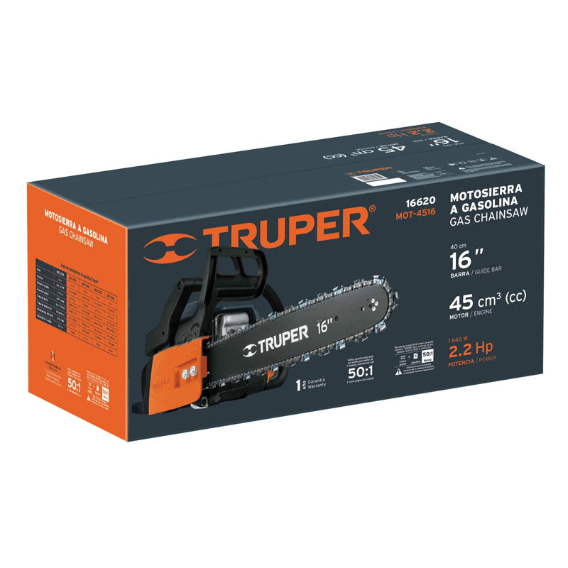 Motosierra 45 Cc A Gasolina Con Barra De 16", Truper