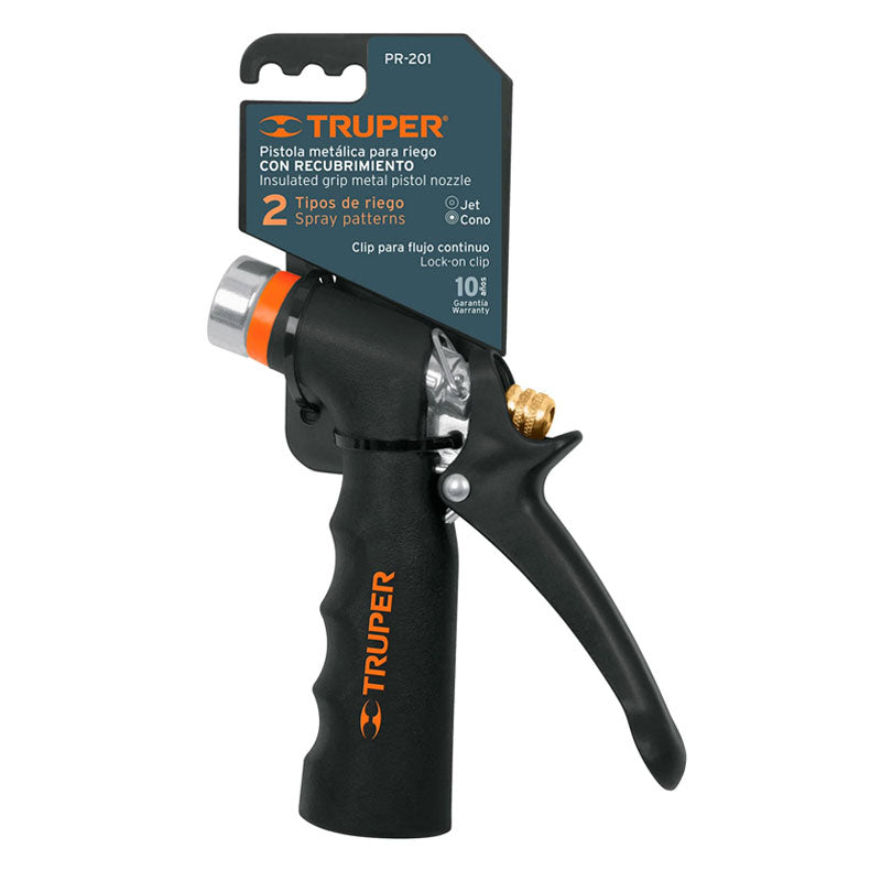 Pistola Para Riego De 2 Funciones Metálica Con Recubrimiento