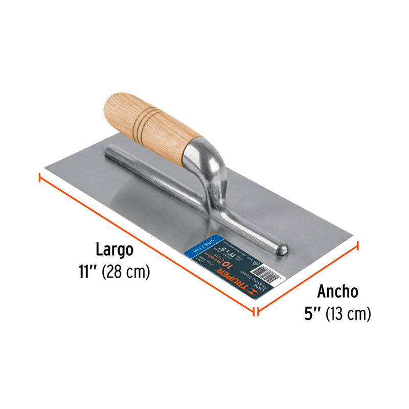 Llana Canto Recto 11", 10 Remaches, Mango De Madera, Truper