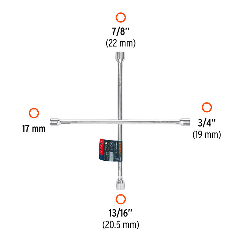 Llave De Cruz 18" Pulida Y Cromada, Truper