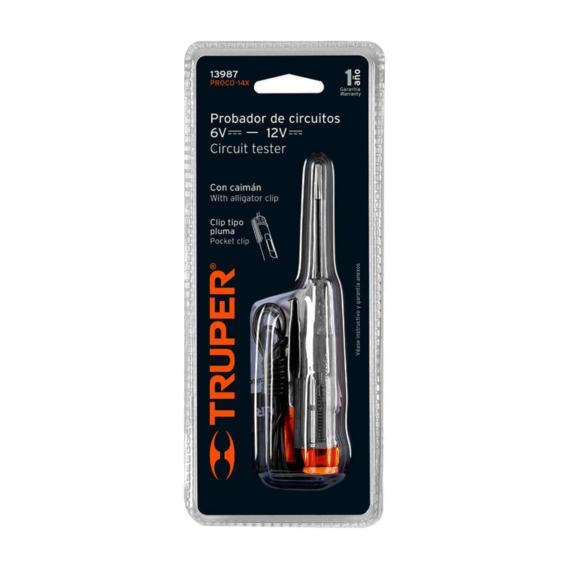 Probador De Circuitos 14 Cm De Corriente Directa C/Caimán, Truper