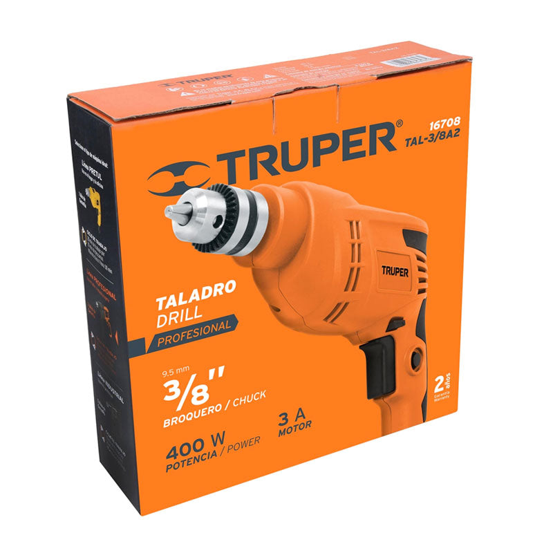 Taladro 3/8" 400 W, Profesional, Truper