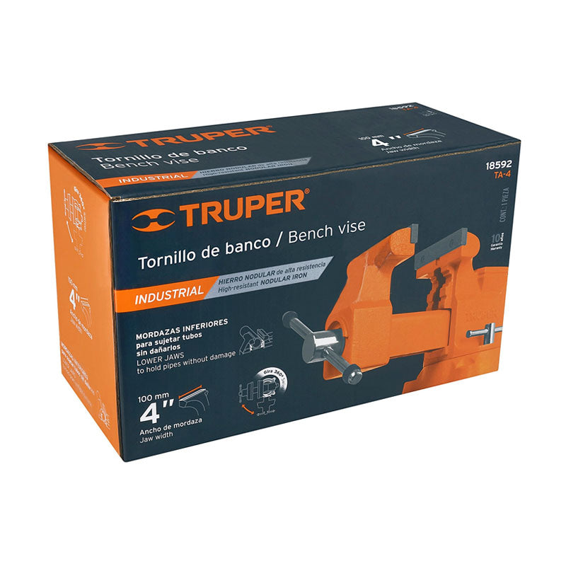 Tornillo De Banco 4" Uso Industrial De Hierro Nodular, Truper