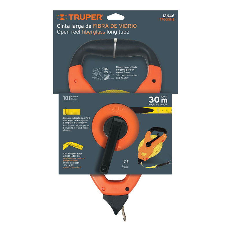 Cinta Larga 30 M De Fibra De Vidrio, Tipo Cruceta, Truper