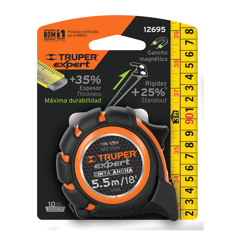 Flexómetro Industrial Contra Impactos 5.5 M Cinta 25 Mm