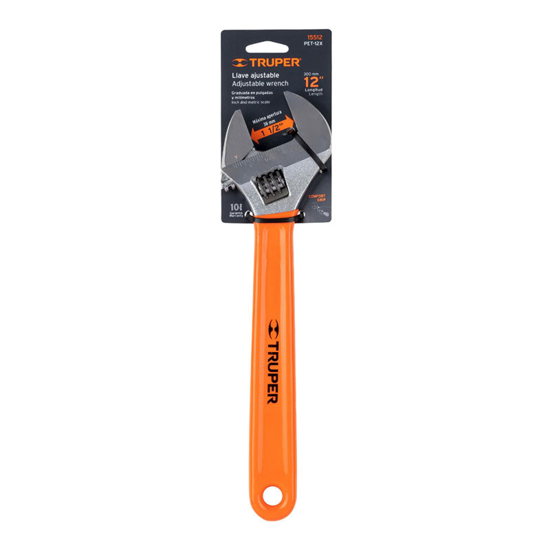 Llave Ajustable (Perico) 12" Cromada Mango De Pvc, Truper