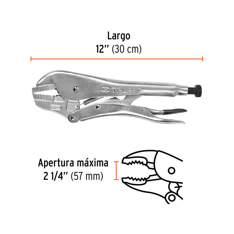 Pinza De Presión 12" Mordaza Recta, Truper
